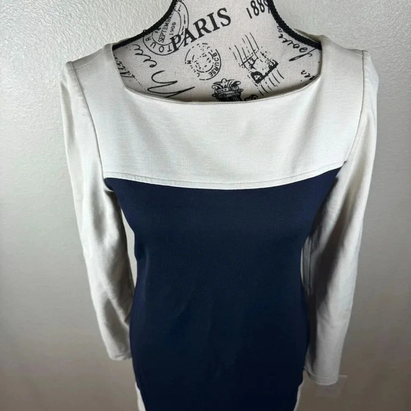 Milly Of New York Womens Mini Dress Nvy Blue/White Long Sleeve Color Block Sz M - Picture 4 of 8